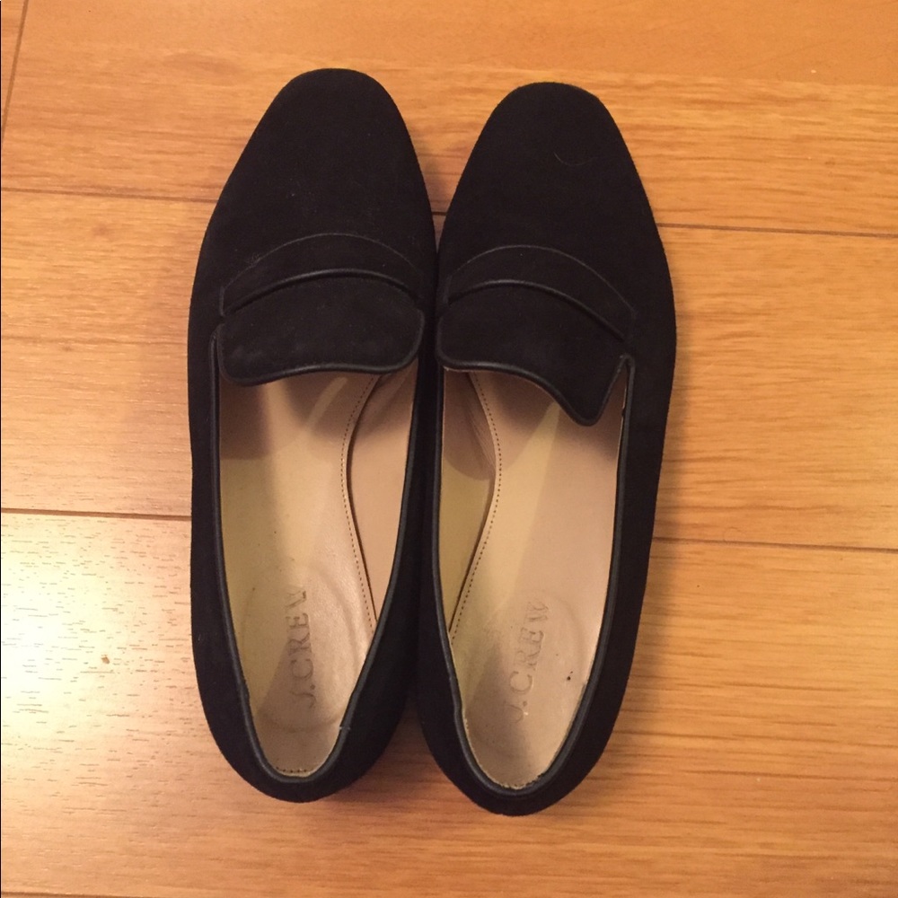 J Crew velvet black loafers.